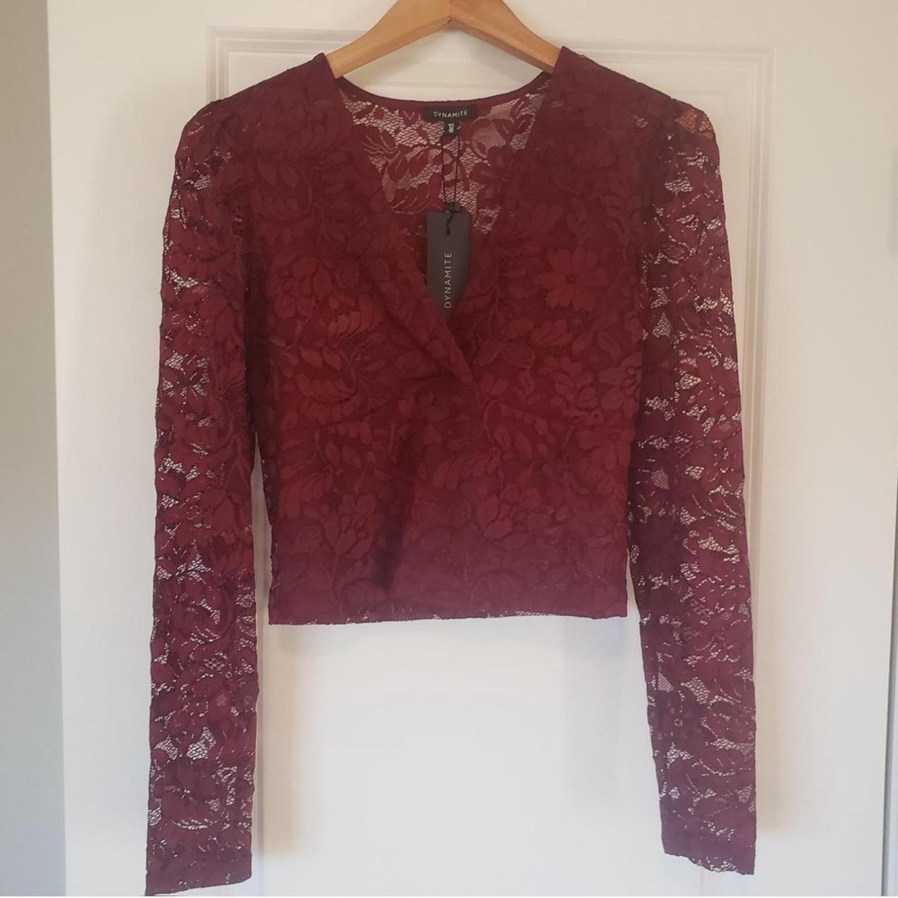 Dynamite Red Lace Crop Blouse